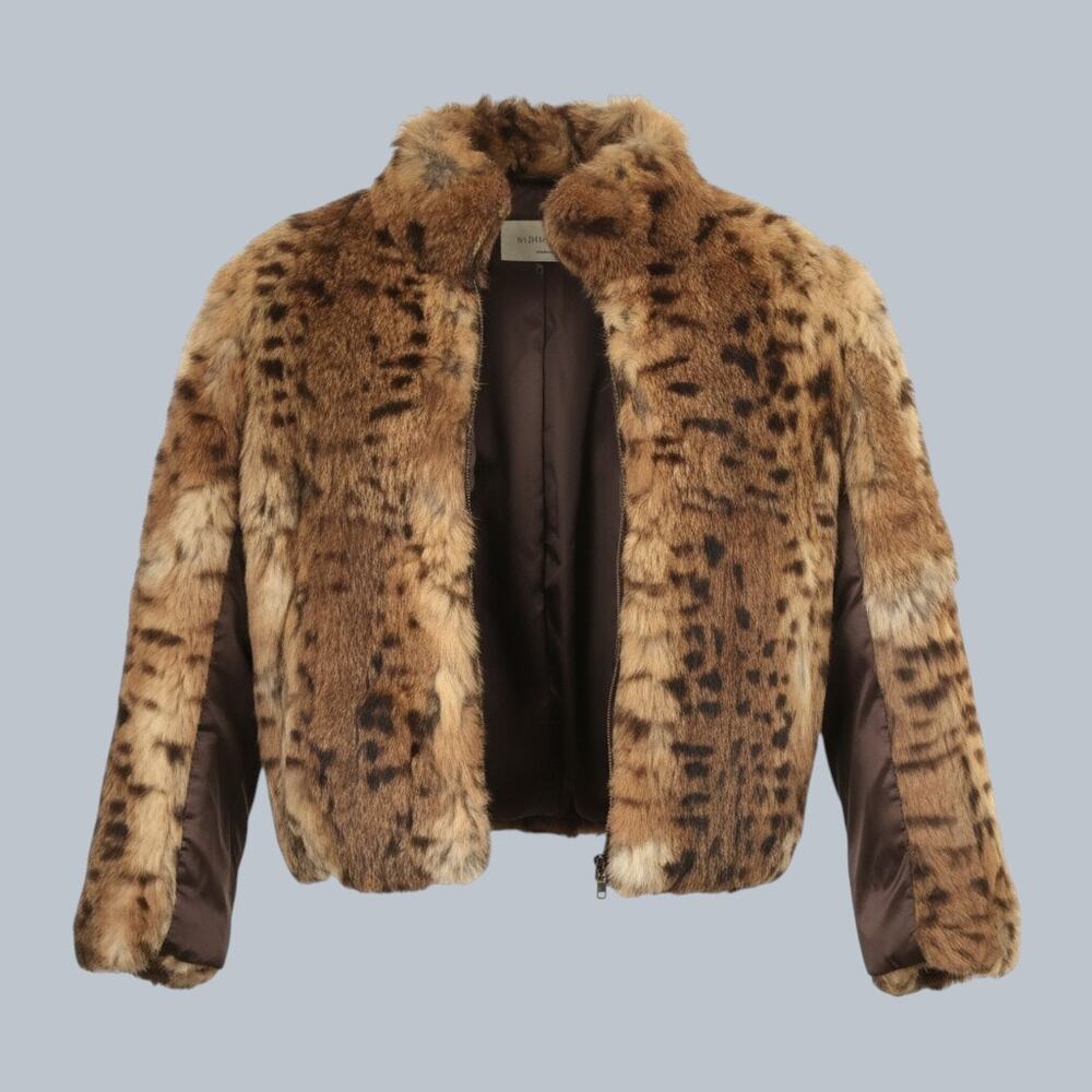 Vintage Princess Caravelle Girls Sz 8 Rabbit Fur Leopard Print Coat Jacket